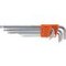 Hex key set 9 pieces with ball head, long, magnetic